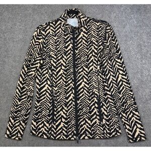 J McLaughlin Billie Jacket Womens L Black Animal Print Full Zip Performance